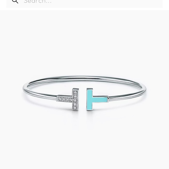 Tiffany Diamond and Turquoise Wire Bracelet
in 18k White Gold size large - Picture 2 of 4